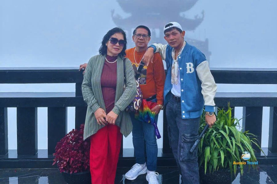 Maverick and his family in Fanxipan mountain peak, Sapa, Vietnam