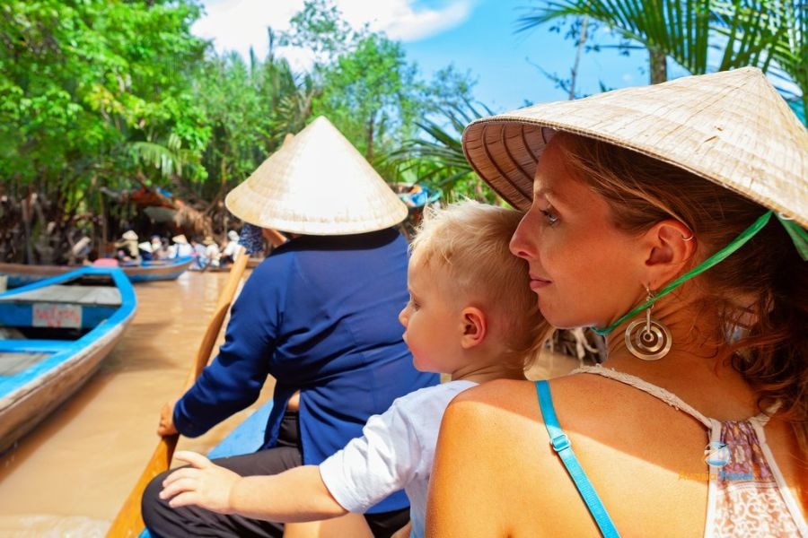 Family with kids in Mekong Delta featured in southern Vietnam travel
